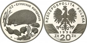 Polish collector coins after 1990
POLSKA/ POLAND/ POLEN / POLOGNE / POLSKO

III RP. 20 zlotych 1996 Jeż 

Menniczy egzemplarz. Rzadsza moneta.Fis...