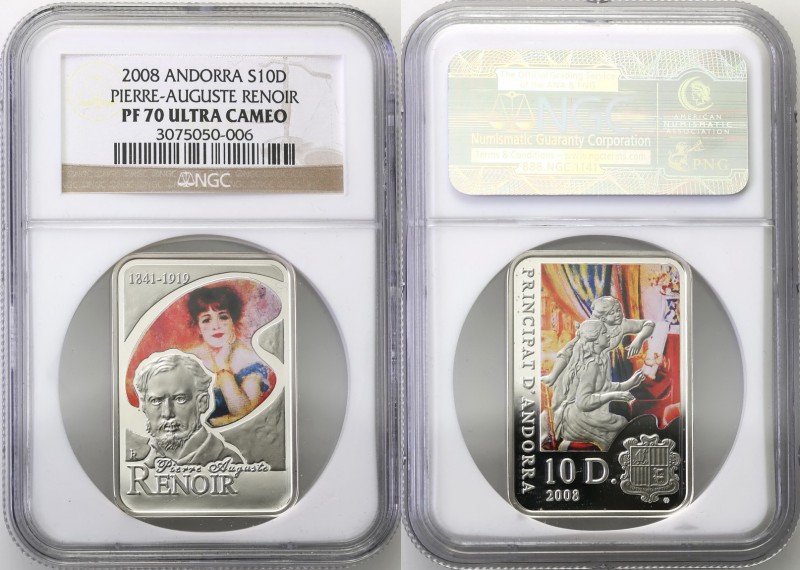 Andorra
WORLD COINS

Andora. 10 dinar 2008, Pierre-Auguste Renoir NGC PF70 UL...