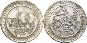 Austria
WORLD COINS

Austria. 100 schilling 1977 

Ładnie zachowane.KM# 2936

Details: 23,89 g Ag 
Condition: 2- (EF-)