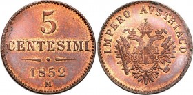 Austria
WORLD COINS

Austria. Francis Joseph I. (1848-1916). 5 centesimi 1852 M, Milan 

Piękniezachowane.Herinek 837

Details: 5,59 g Cu 
Con...
