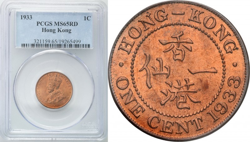 China
WORLD COINS

Hong Kong. Jerzy V (1910-1936). Cent 1933, Londyn PCGS MS6...