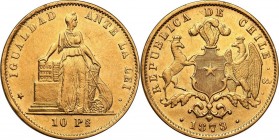Chile
WORLD COINS

Chile, Republika. 10 pesos 1873 

Bardzo ładny egzemplarz z zachowanym połyskiem menniczym.Drobne ryski w tle.Friedberg 45; KM...