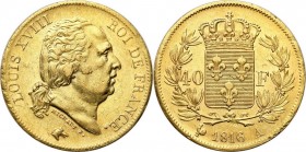 France
WORLD COINS

Francja. Louis XVIII (1815-1824). 40 francs 1816 A, Paris 

Dużo połysku, mikroryski w tle. Ładny egzemplarz.Friedberg 532
...