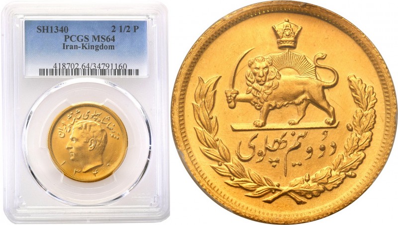 Iran
WORLD COINS

Iran. 2 1/2 Pahlavi 1340 SH (1961 AD) PCGS MS64 (2 MAX) 
...