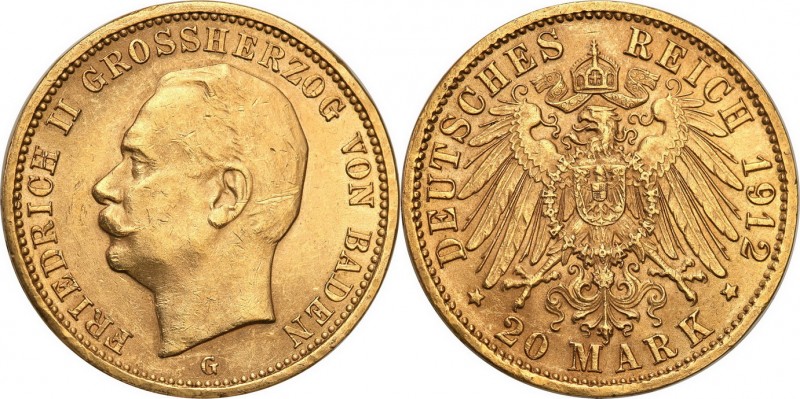 Germany
WORLD COINS

Germany, Badenia. 20 Mark 1912 G, Karlsruhe 

Bardzo ł...