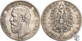 Germany
WORLD COINS

Germany, Badenia. 5 Mark 1876 G, Karlsruhe 

Resztki połysku, patyna.

Details: 27,33 g Ag 
Condition: 3 (VF)