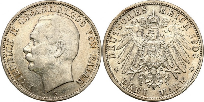 Germany
WORLD COINS

Germany, Badenia. 3 Mark 1909 G, Karlsruhe 

Połysk w ...