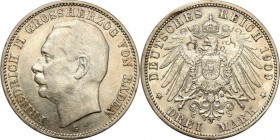 Germany
WORLD COINS

Germany, Badenia. 3 Mark 1909 G, Karlsruhe 

Połysk w tle, przetarcie. Jaeger 39; AKS 165

Details: 16,65 g Ag 
Condition...