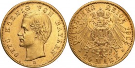 Germany
WORLD COINS

Germany, Bayern. Otto. 20 Mark 1905 D, Munich 

Lekkie wytarcia na awersie.AKS 196; Friedberg 3768; Jaeger 200

Details: 7...
