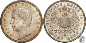 Germany
WORLD COINS

Germany, Bayern. 5 Mark 1913 D, Munich 

Pięknie zachowana moneta. Kolorowa patyna zachodząca od rantu, połysk.AKS 201; Jaeg...