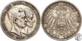 Germany
WORLD COINS

Germany, BRAUNSCHWEIG UND LNEBURG. 3 Mark 1915 A, Berlin 

Rzadka moneta. Nakład 31.634 egzemplarzy.Patyna, połysk w tle.AKS...