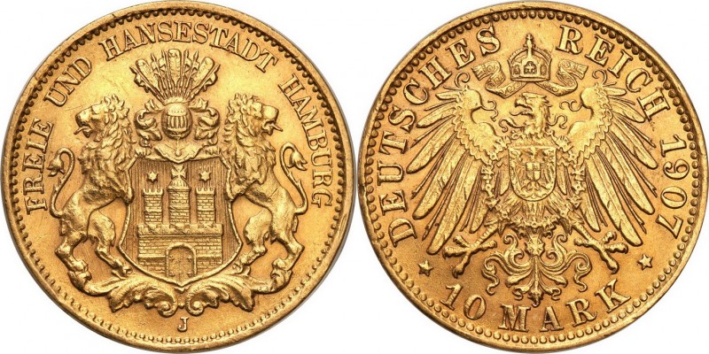 Germany
WORLD COINS

Germany, Hamburg. 10 Mark 1907 J, Hamburg 

Bardzo ład...