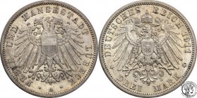 Germany
WORLD COINS

Germany, Lbeck. 3 Mark 1911 A, Berlin 

Rzadka trzymarkówka - nakład: 33.334 sztukBardzo ładny egzemplarz z dużą ilością poł...
