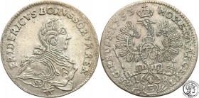 Germany
WORLD COINS

Germany, Prussia. Ort (18 groszy) 1753 E, Królewiec 

Litery ST na rękawie władcy.Patyna.Olding 187

Details: 5,61 g Ag 
...