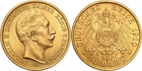 Germany
WORLD COINS

Germany, Prussia. Wilhelm II. 20 Mark 1910 J, Hamburg 

Niemcy, Prusy. Wilhelm II. 20 Marek 1910 J, HamburgPiękny egzemplarz...