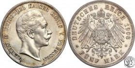 Germany
WORLD COINS

Germany, Prussia. 5 Mark 1908 A, Berlin 

Kolorowa patyna. Dużo połysku.AKS 129; Jeager 104

Details: 27,75 g Ag 
Conditi...