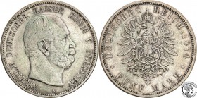Germany
WORLD COINS

Germany, Prussia. 5 Mark 1874 A, Berlin 

Zielonkawa patyna.AKS 114; Jaeger 97

Details: 27,57 g Ag .900 
Condition: 3 (V...