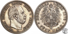 Germany
WORLD COINS

Germany, Prussia. 5 Mark 1876 B, Hannower 

Ciemna patyna. Przyzwoite detale.AKS 114;Jaeger 97

Details: 27,73 g Ag .900 ...