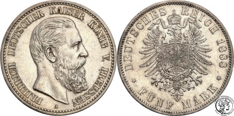 Germany
WORLD COINS

Germany, Prussia. 5 Mark 1888 A, Berlin 

Rzadsza pięc...