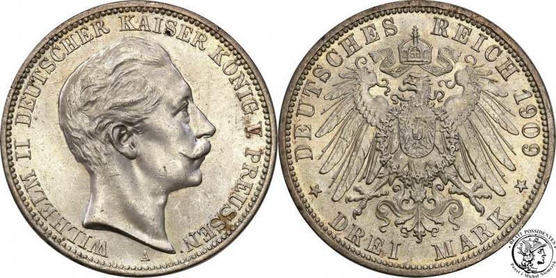 Germany
WORLD COINS

Germany, Prussia. 3 Mark 1909 A, Berlin 

Piękne lustr...