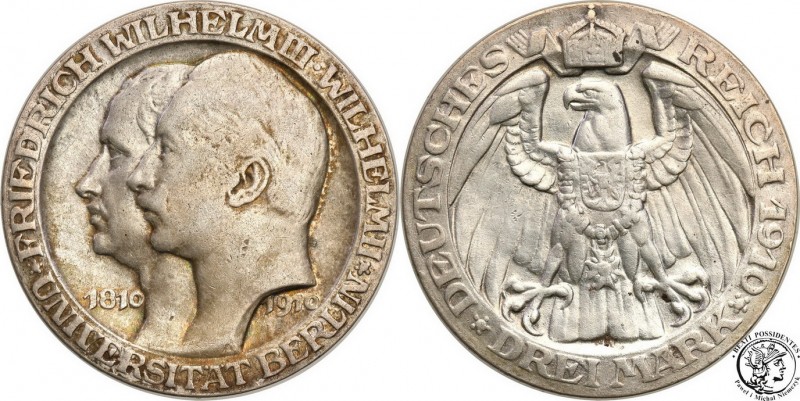 Germany
WORLD COINS

Germany, Prussia. 3 Mark 1910 A, Uni. Berlin 

Wybite ...