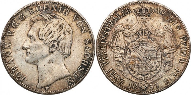 Germany
WORLD COINS

Germany, Sachsen. Jan V. 2 Taler (2 Thaler) 1857 F, Dres...