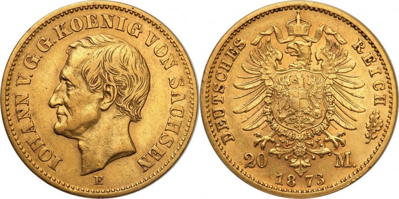 Germany
WORLD COINS

Germany, Sachsen. Jan V. 20 Mark 1873 E, Muldenhütten 
...