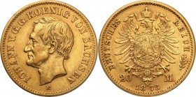 Germany
WORLD COINS

Germany, Sachsen. Jan V. 20 Mark 1873 E, Muldenhütten 

Resztki połysku menniczego.AKS 121; Friedberg 3839; Jaeger 258

De...