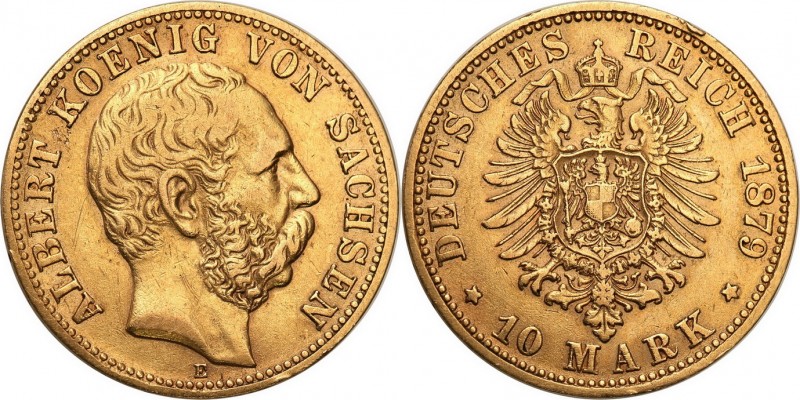 Germany
WORLD COINS

Germany. Sachsen Albert. 10 Mark 1879 E, Muldenhütten 
...