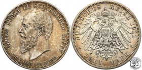 Germany
WORLD COINS

Germany, Schaumburg-Lippe. 3 Mark 1911 A, Berlin 

 Ładny egzemplarz. Patyna.Rzadka trzymarkówka.Jaeger 166

Details: 16,6...