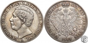 Germany
WORLD COINS

Germany, Schwarzburg - Sondershausen. Günther Friedrich Karol II. Taler (Thaler) 1865 A, Berlin 

Patyna, przyzwoicie zachow...