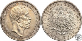 Germany
WORLD COINS

Germany, Schwarzburg - Sondershausen. 3 Mark 1909 A, Berlin 

Rzadsza trzymarkówka. Nakład 70.000 sztuk.Dużo połysku, patyna...