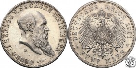Germany
WORLD COINS

Germany, Sachsen-Meiningen. Jerzy II. 5 Mark 1901 D, Munich - RARE 

Moneta wybita z okazji 75 urodzin księcia.Rzadka pięcio...