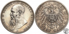Germany
WORLD COINS

Germany, Sachsen-Meiningen. Jerzy II. 5 Mark 1902 D, Munich 

 Rzadka pięciomarkówka.Delikatna patyna wytarte najwyższe elem...