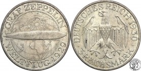 Germany
WORLD COINS

Germany, Weimar. 3 Mark 1930 G, Zeppelin 

Delikatny połysk, drobne ryski, patyna.

Details: 15,00 g Ag 
Condition: 3+/2-...