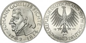 Germany
WORLD COINS

Germany, RFN. 5 Mark 1964 J, Hamburg, Johann Gottlieb Fichte 

Pięknie zachowane.Jaeger 393

Details: 11,18 g Ag .625 
Co...