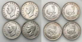 South Africa
WORLD COINS

RPA. 5 shillings 1948-1949, set 4 pieces 

Daty: 1948 x 3, 1949.Ładnie zachowane.

Details: 28,28 g Ag .500 (każda) ...