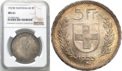 Switzerland
WORLD COINS

Schweiz. 5 francs 1923, Berno NGC MS61 

Doskonale zachowany egzemplarz, intensywny połysk menniczy.Piękna kolorowa paty...