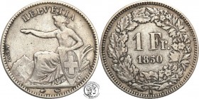 Switzerland
WORLD COINS

Schweiz. Frank 1850 A, Paris 

Patyna. Rzadka moneta.HMZ 2-1203.a

Details: 4,94 g Ag 
Condition: 3 (VF)
