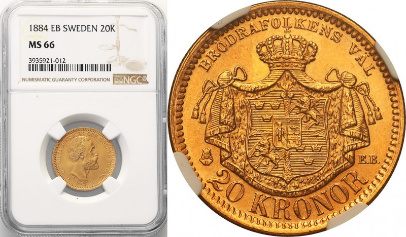 Sweden
WORLD COINS

Szwecja, Oskar II (1872-1907). 20 koron (korun) 1884 EB N...