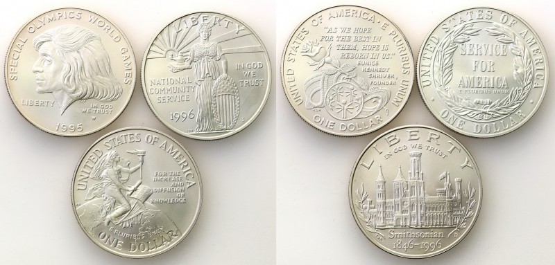 USA
WORLD COINS

USA. Dollar 1995-1996, set 3 pieces 

Pięknie zachowane mo...