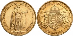 Hungary
WORLD COINS

Hungary. Francis Joseph I (1848-1916). 20 koron (korun) 1914 KB, Kremnica 

Bardzo ładnie zachowane. Niewielkie przybrudzeni...