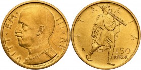 Italy
WORLD COINS

Italien. 50 Lire 1932 (Yr. 10) 

Pięknie zachowana moneta. Połysk.Friedberg 34

Details: 4,42 g Au 900 
Condition: 1/1- (UN...