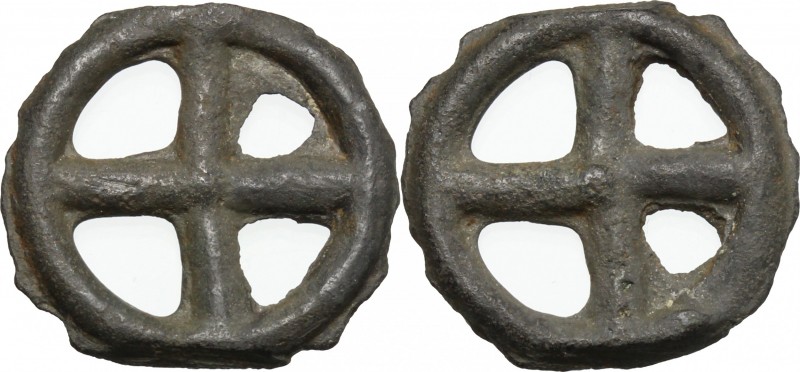 Celtic World. Celts in Eastern Europe. AE Ring proto-money (four spoked wheel sh...