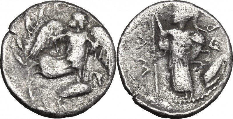 Sicily. Kamarina. AR Litra, c. 461-435 BC. D/ Nike flying right; below, swan sta...