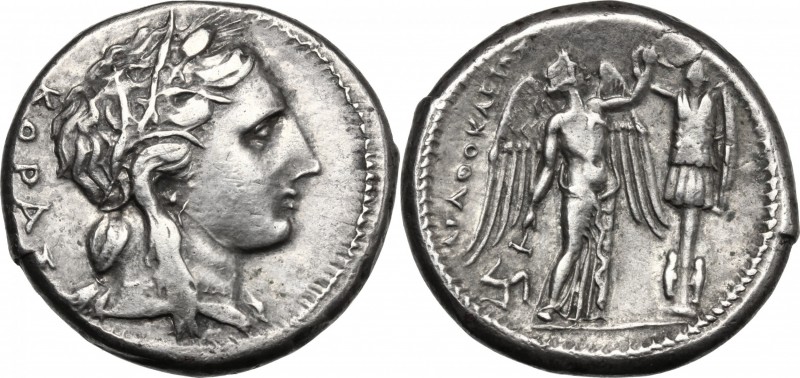 Sicily. Syracuse. Agathokles (317-289 BC). AR Tetradrachm, c. 310-306 BC. D/ Hea...