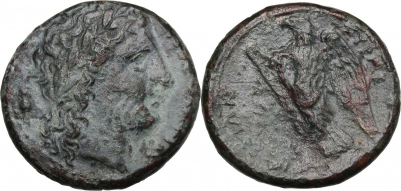 Sicily. Syracuse. Hiketas (287-278 BC). AE Unit. D/ Head of Zeus Hellanios right...