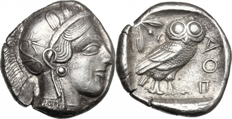 Continental Greece. Attica, Athens. AR Tetradrachm, 479-393 BC. D/ Head of Athen...