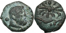 Greek Asia. Pisidia, Selge. AE 13 mm, 2nd-1st centuries BC. D/ Head of Herakles right, club over shoulder. R/ [ΣΕ]. Winged thunderbolt, bow to right. ...