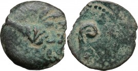 Greek Asia. Judaea. Pontius Pilatus (26-36 AD). AE Prutah in the name of Tiberius, Jerusalem mint. D/ LIZ within wreath. R/ TIBЄPIOY KAICAPOC. Lituus....